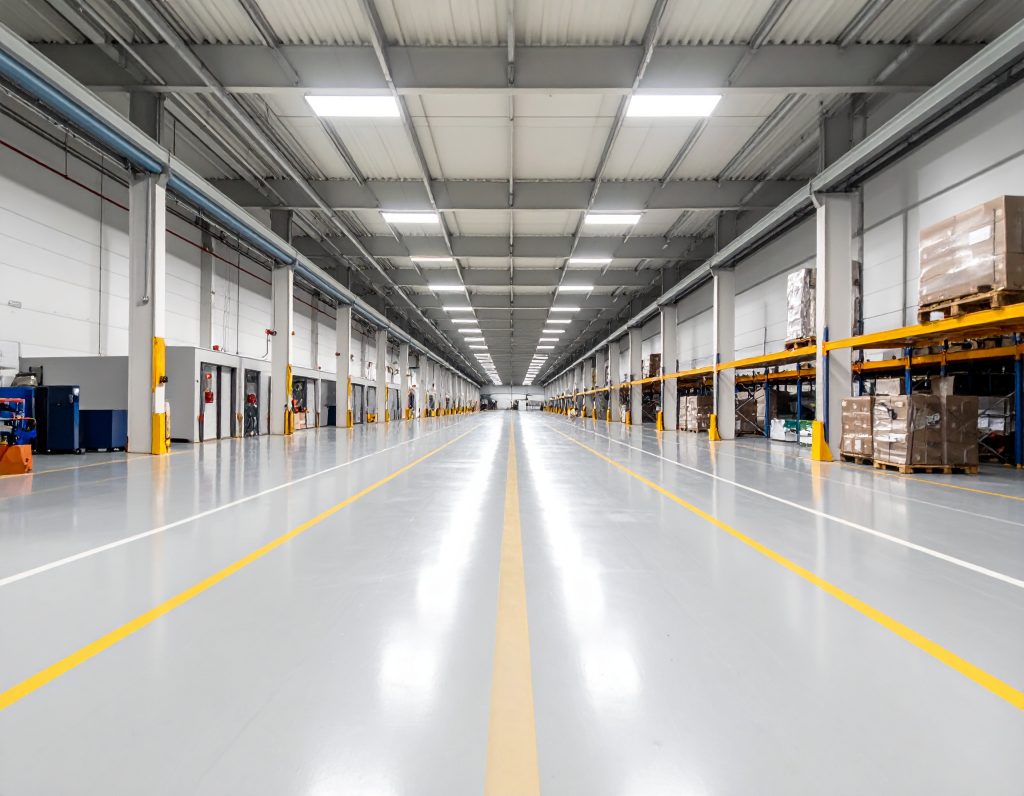 Organized warehouse and distribution facility interior